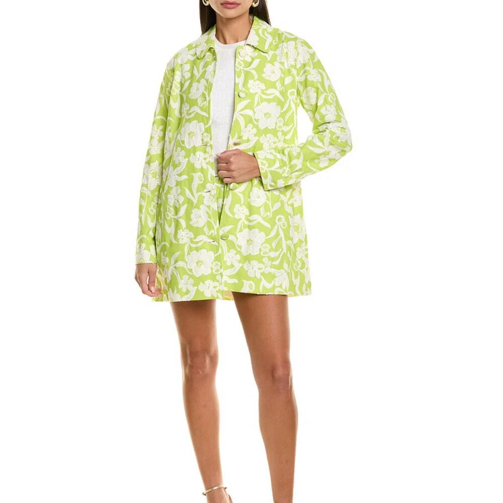NEW FLORA BEA alanna floral coat in green